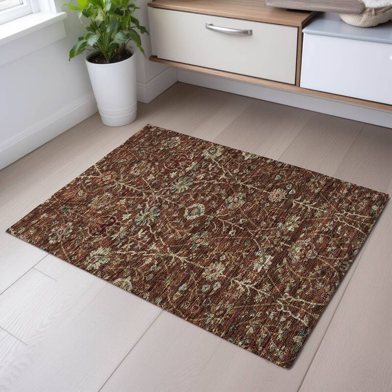 Premium Washable Super Soft Traditional Persian Mayfield Rug - Paprika - 1'8" x 2'6"