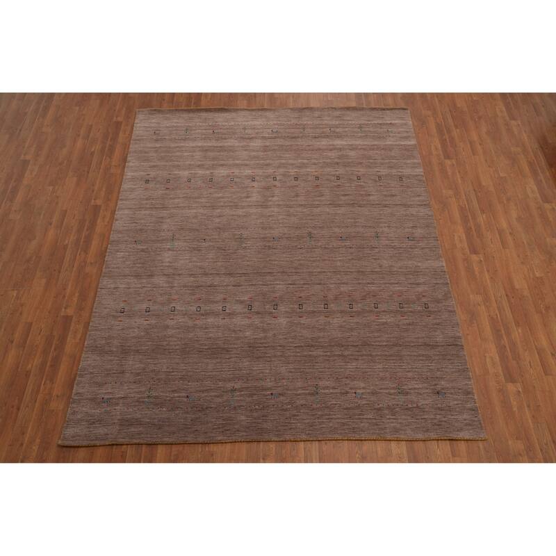 Hand Knotted Oriental 100% Wool Carpet Tribal Animal Pictorial Brown Gabbeh Area Rug - 9' 11'' X 8' 0''