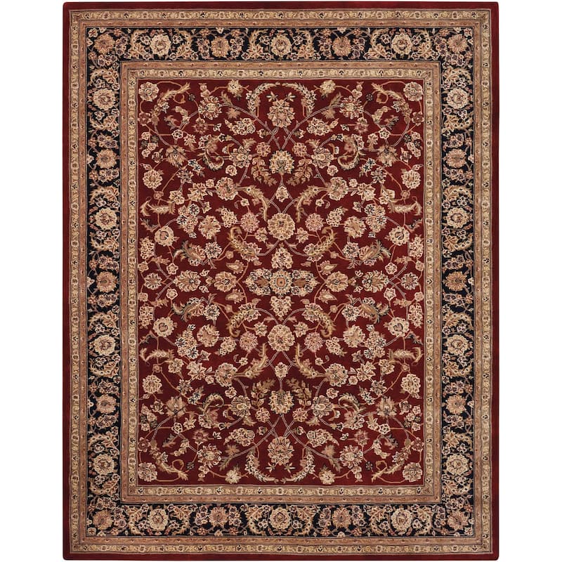 Nourison Hand-tufted Persian Floral Wool and Silk Burgundy Area Rug