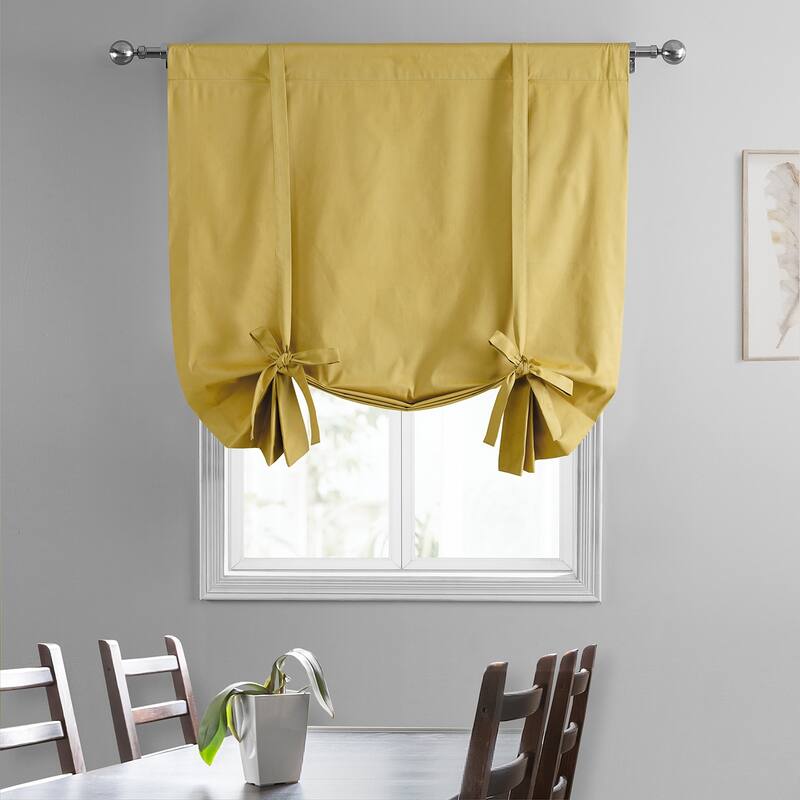 Exclusive Fabrics Solid Blackout Cotton Tie-Up Window Shade (1 Panel) - 46 X 63 - Light Ochre