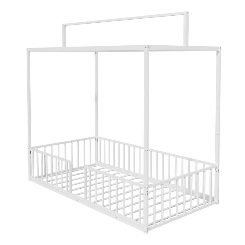 3-in-1 Convertible Montessori Metal Floor Bed by Harper&Bright Designs