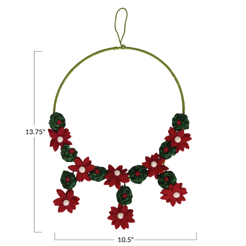 Handmade Wool Felt Flower Wreath