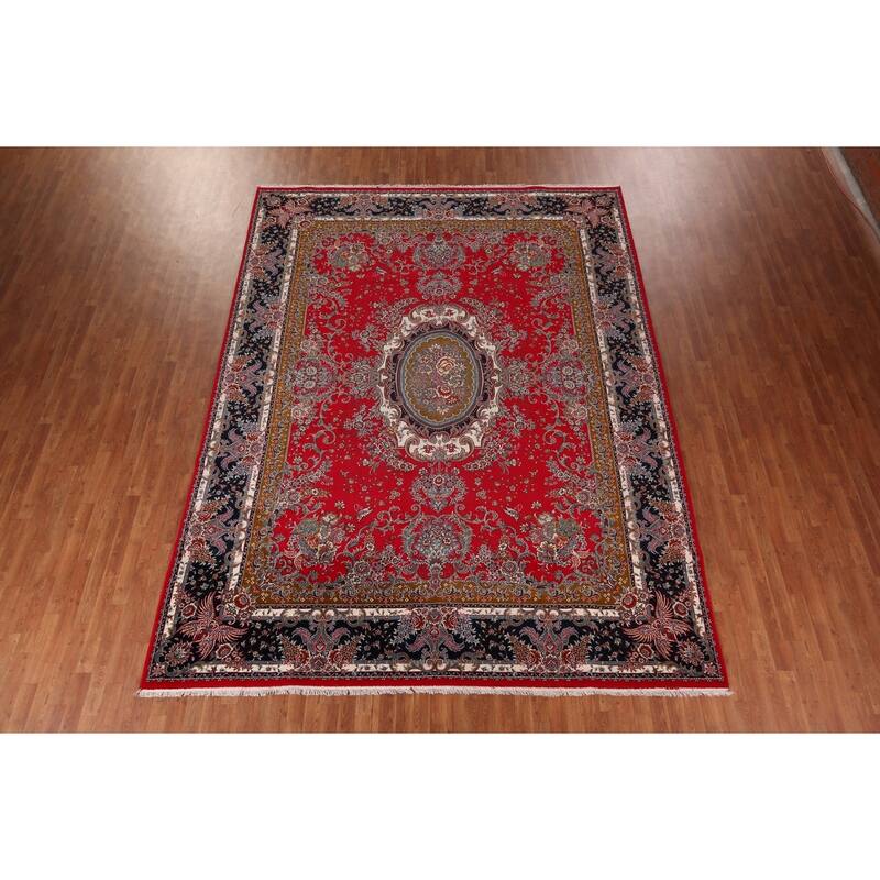 Victorian Style Red Kashan Turkish Area Rug Red Machine Made Carpet - 9'8" x 12'8"