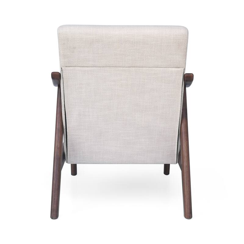 Polyester Upholstery Mid-Century Tufted Armchair with Rubberwood Frame