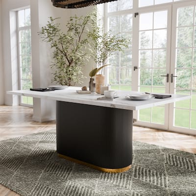 Furniture of America Torin Modern Black and White 72-inch Marble Dining Table