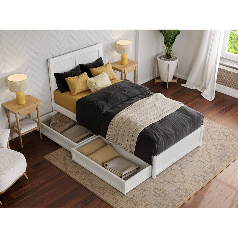 Clayton Platform Bed with Panel Footboard and Storage Drawers