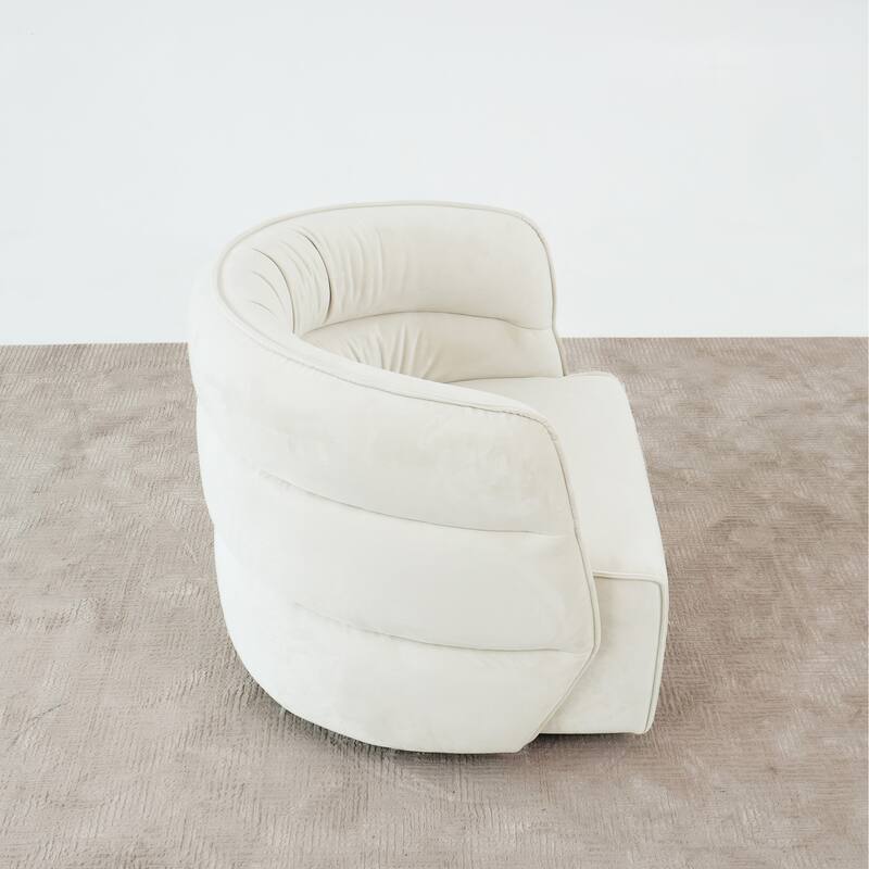 Maura Mid-Century Modern Upholstered Swivel Barrel Chair