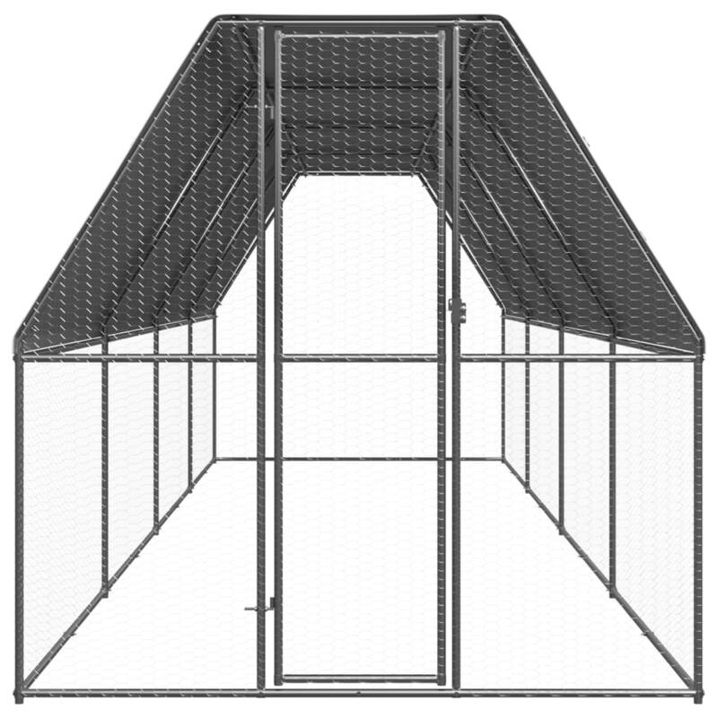 vidaXL Chicken Cage Silver and silver grey Galvanized steel, polyethylene