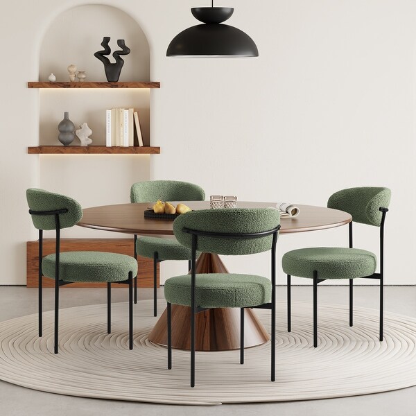 Bayville Mid-Century Curved Back Fabric Upholstered Metal Dining