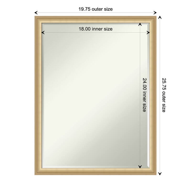 Florence Half-Inch-Bevel Framed Wall Mirror - Glass Size 18x24 - Florence Gold