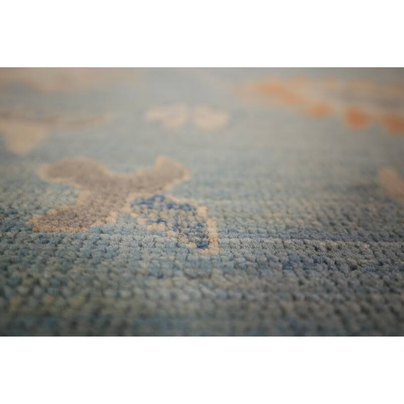 Vegetable Dye Oushak Turkish Area Rug Hand-Knotted Floral Wool Carpet - 8'0" x 9'9"