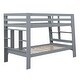 preview thumbnail 8 of 6, Grey Twin Over Twin Bunk Bed with Ladder, Storage Shelves, Pine Frame