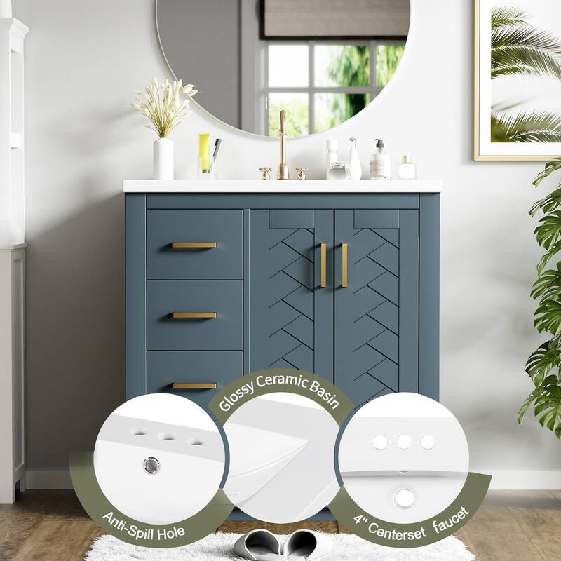 30" Bathroom Vanity with Ceramic Sink