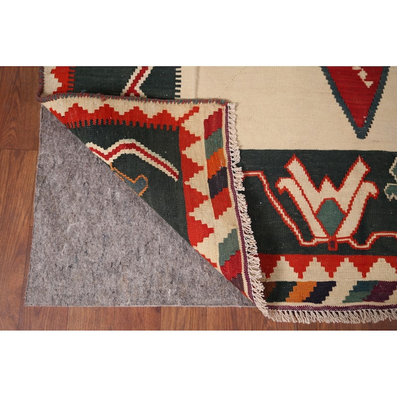 Nomadic Kilim Persian Vintage Area Rug Hand-Woven Wool Carpet - 4'2"x 7'11"