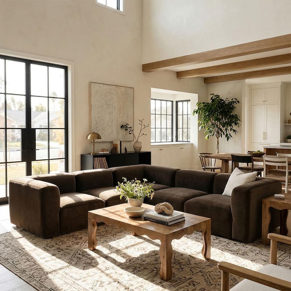 101"x101"Velvet Modular L-Shaped Sectional Sofa