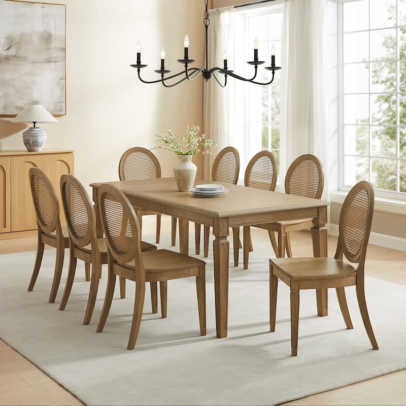 Crosley Katia 9-Piece Dining Table Set For 8 With Cane-Back Chairs