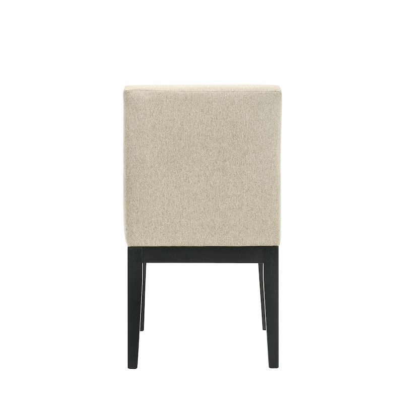 Froja Beige Fabric & Black Finish Side Chair (Set of 2)