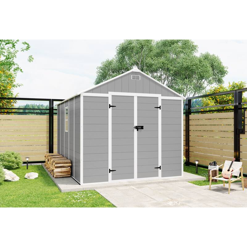 Campcraft 8*10ft resin storage shed, high quality pp material, strong structure, waterproof, rust and UV proof - Grey