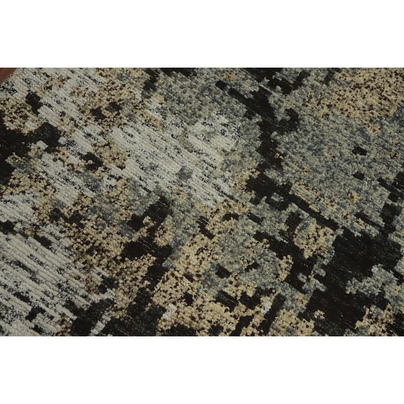 Hand-knotted Modern Wool Grey Abstract Area Rug Oriental Carpet - 7' 8'' X 5' 6''