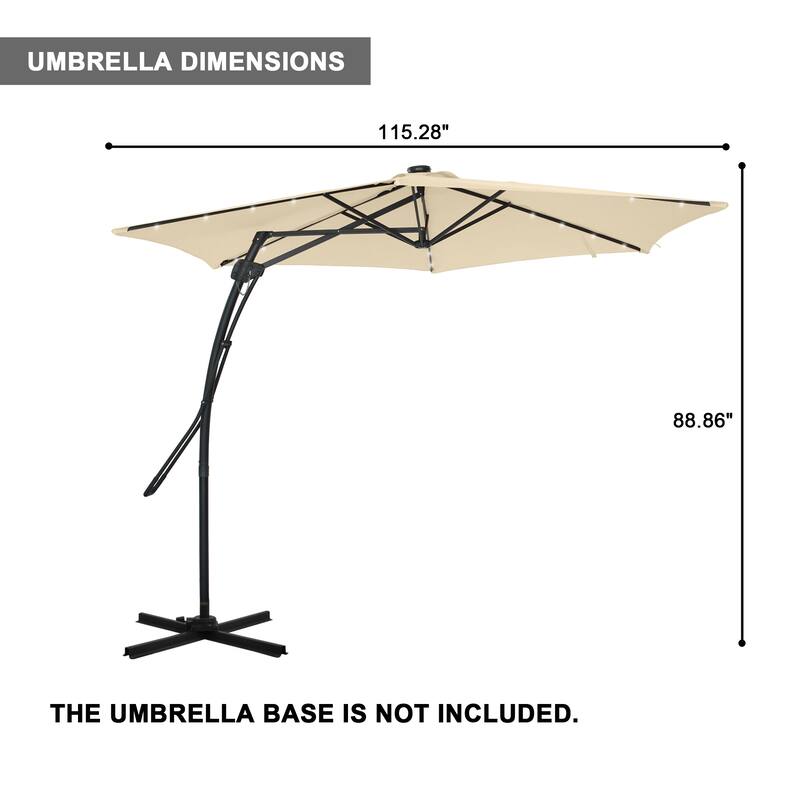 Clihome 10ft Outdoor Patio Cantilever Umbrella with LED Lights