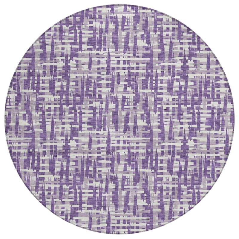 Machine Washable Indoor/ Outdoor Modern Crosshatch Chantille Rug