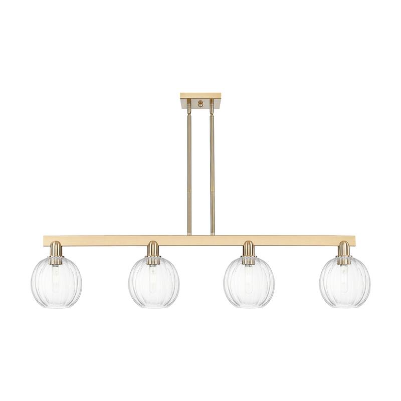 Innovations Lighting Urban Downtown - Preston - 4 Light 48" Globe Shade Stem Hung Island Light - Clear/Champagne Bronze