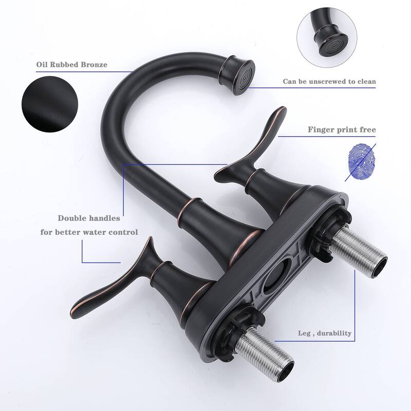 4 Inch Centerset Bathroom Sink Faucet With Drain Assembly Two Handle Bathroom Faucets 2 Hole High Arc Lavatory Basin Vanity Tap