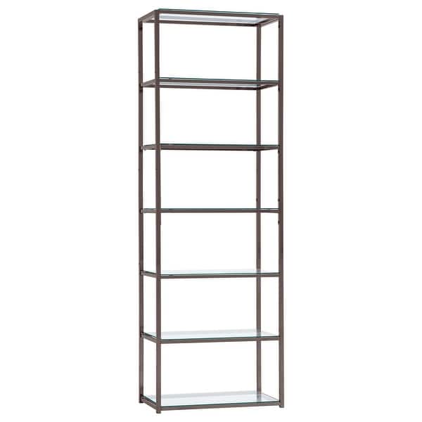 Kate 78inch 6shelf Glass Bookshelf Black Nickel 26.00" x 14.00" x
