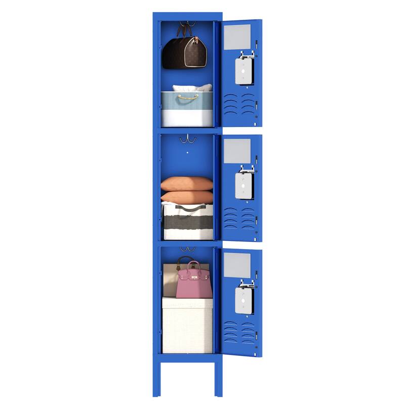 66"H Metal Lockers for Employees with 3 Door Storage Locker for Employees Gym School Home Office Garag