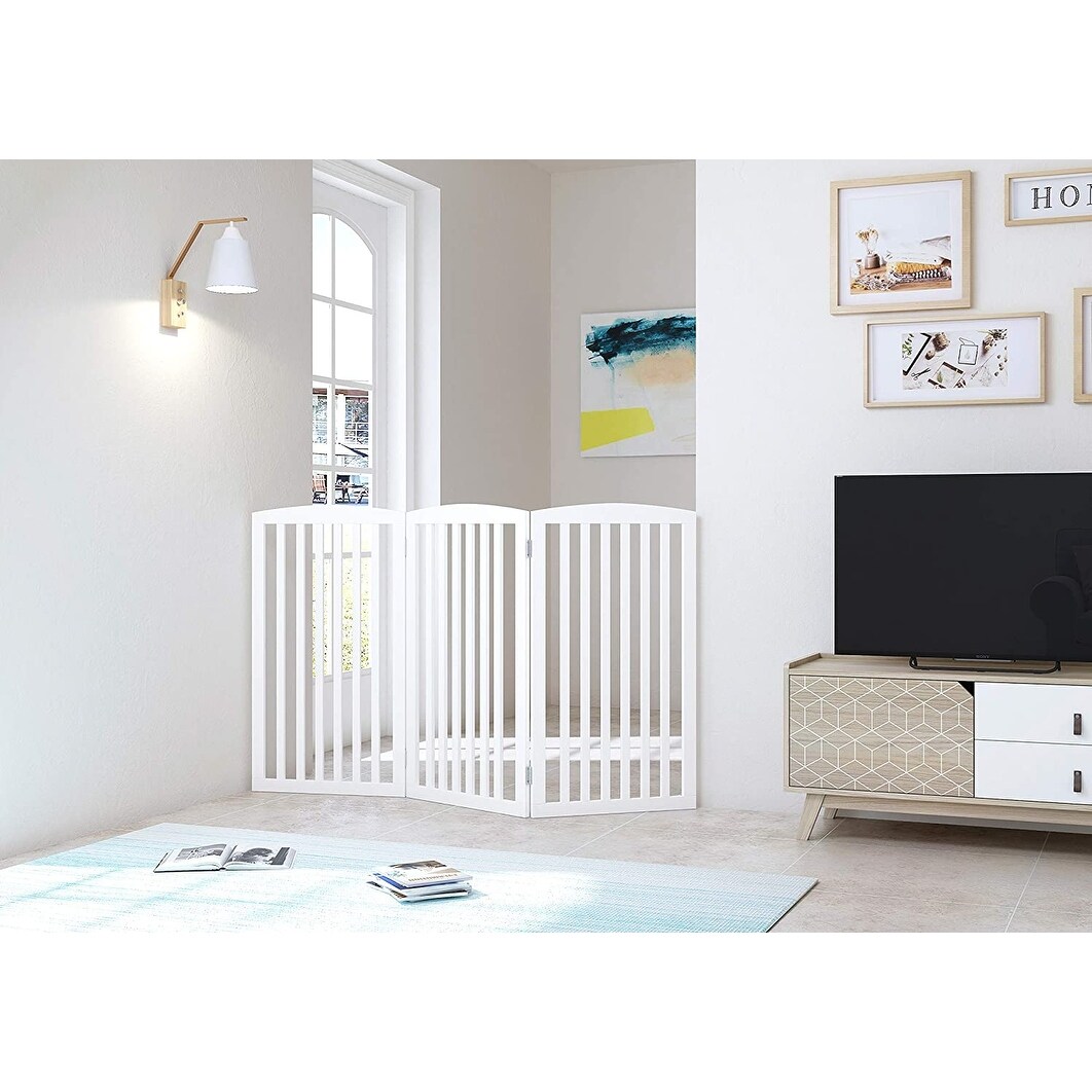 PAWLAND 3 Panels,36 Inch,Dog Gate, Freestanding Foldable Wooden