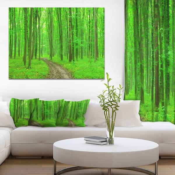 Designart 'Pathway in Bright Green Forest' Modern Forest Canvas Art ...