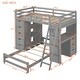 preview thumbnail 15 of 34, Twin Over Twin Bunk Bed with LED Lights & USB Ports, Grey, with Storage