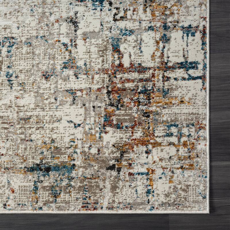 Distressed Abstract Area Rug - 2' x 6' Runner