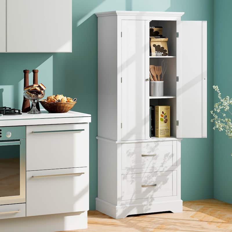 Costway 62'' Tall Bathroom Freestanding Floor Storage Cabinet with 2 - 24'' x 16'' x 62'' (L x W x H)