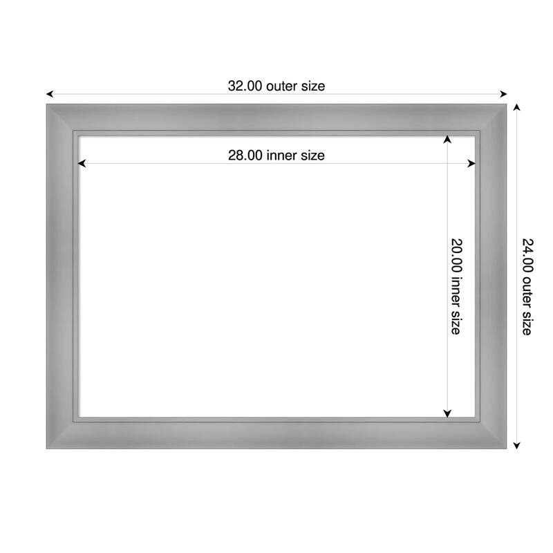 Amanti Art Flair Polished Nickel Framed Dry Erase Magnetic Board - 32 x 24 in - Flair Polished Nickel