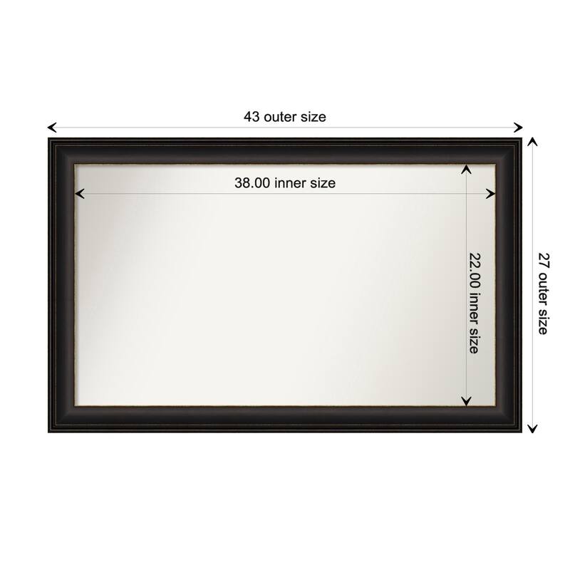 Trio Oil Rubbed Bronze Framed Non-Beveled Custom Wall Mirror, Bathroom Vanity Mirror - Outer Size: 42.5 x 26.5