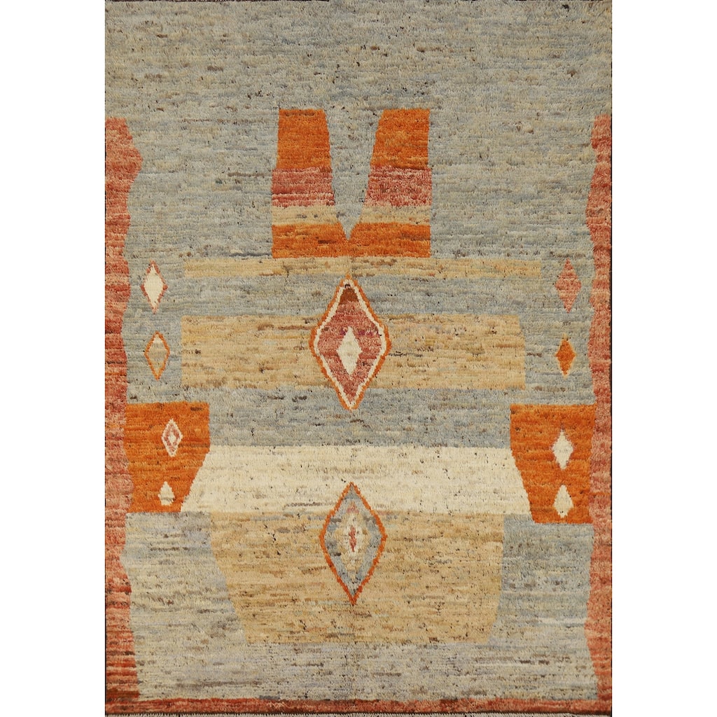 Tribal Moroccan Area Rug Handmade Multi-Color Wool Carpet - 6'0" x 7'9"