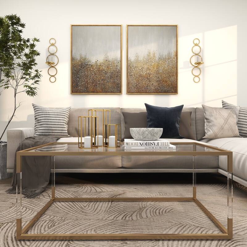 CosmoLiving by Cosmopolitan Metal Stacked Circle Geometric Wall Sconce with Glass Holder - Gold, Black, Silver