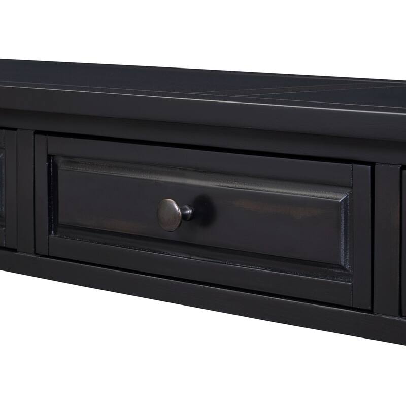 Long Console Table with Drawers and Shelf