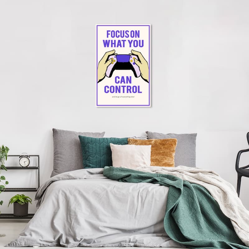 Wynwood Studio Canvas Typography and Quotes Focus on Control Purple and Vanilla Modern & Contemporary Wall Art Canvas Print - 36 x 24