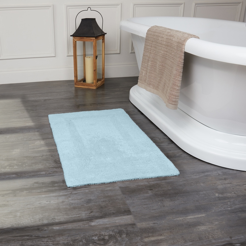 Vera Wang Eden Solid Reversible Cotton 2 Piece Bath Rug Set - Grey