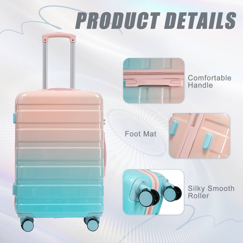 20"/24"/28" 3 pcs/set in PC Spinner Wheel Luggage, Carry on Suitcase, With Gradient Color and Combination Lock