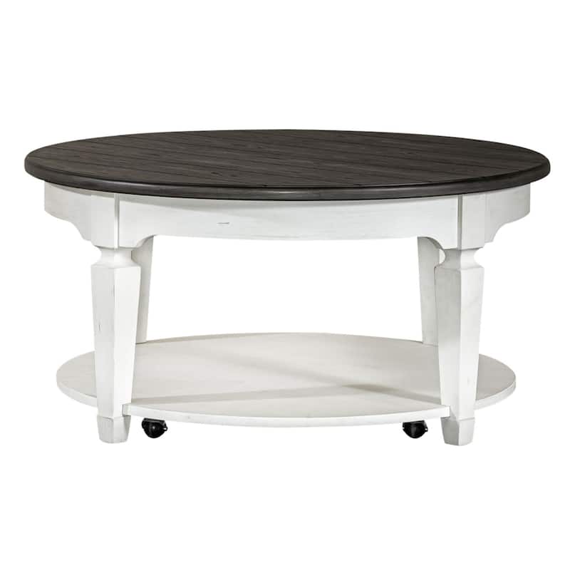 Allyson Park Wirebrushed White Charcoal Round Cocktail Table