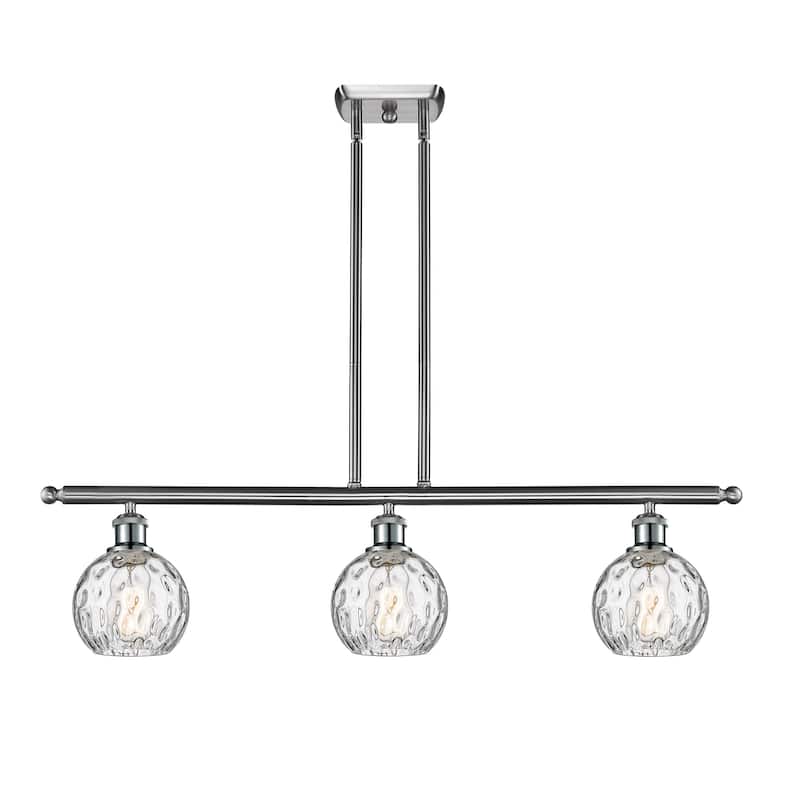 Innovations Lighting 516-3I-9-36 Athens Linear Athens 3 Light 36" Wide - Brushed Satin Nickel / Clear Water Glass