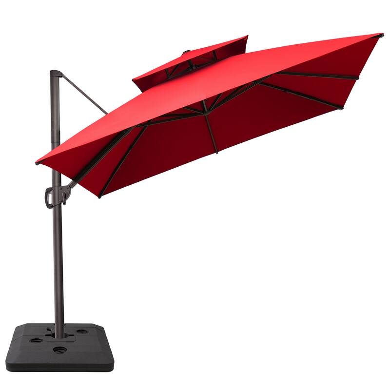 Crestlive Products 11 FT Square Patio Offset Cantilever Umbrella with Base