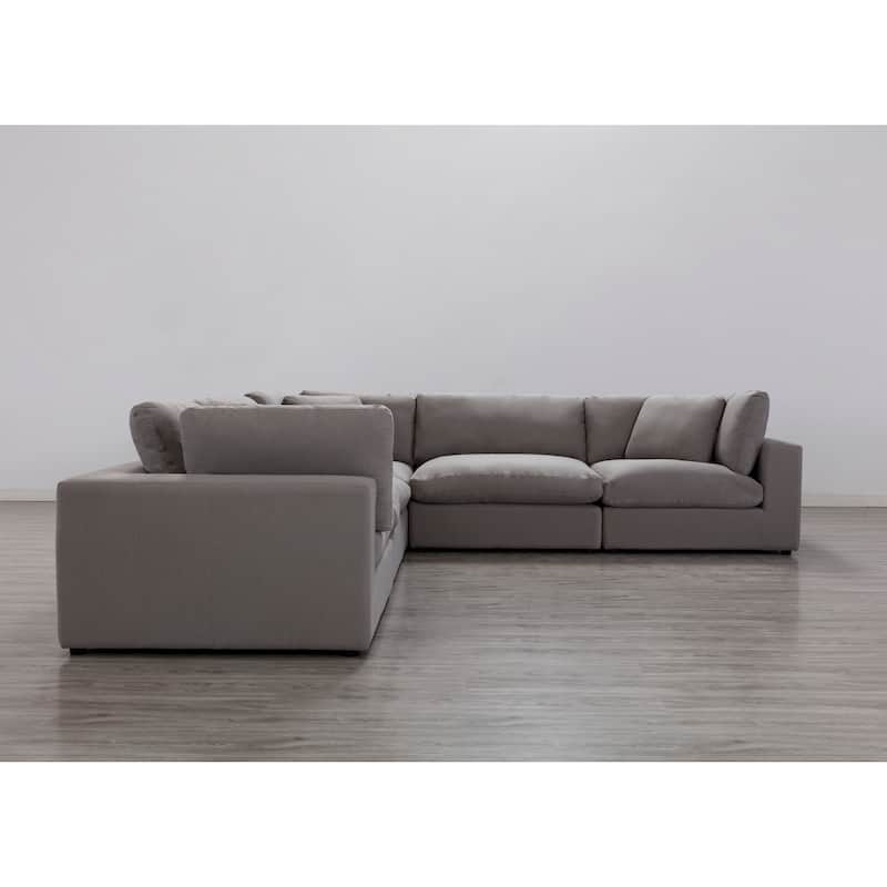 Roundhill Furniture Rivas Contemporary Feather Fill 5-Piece Modular Sectional Sofa