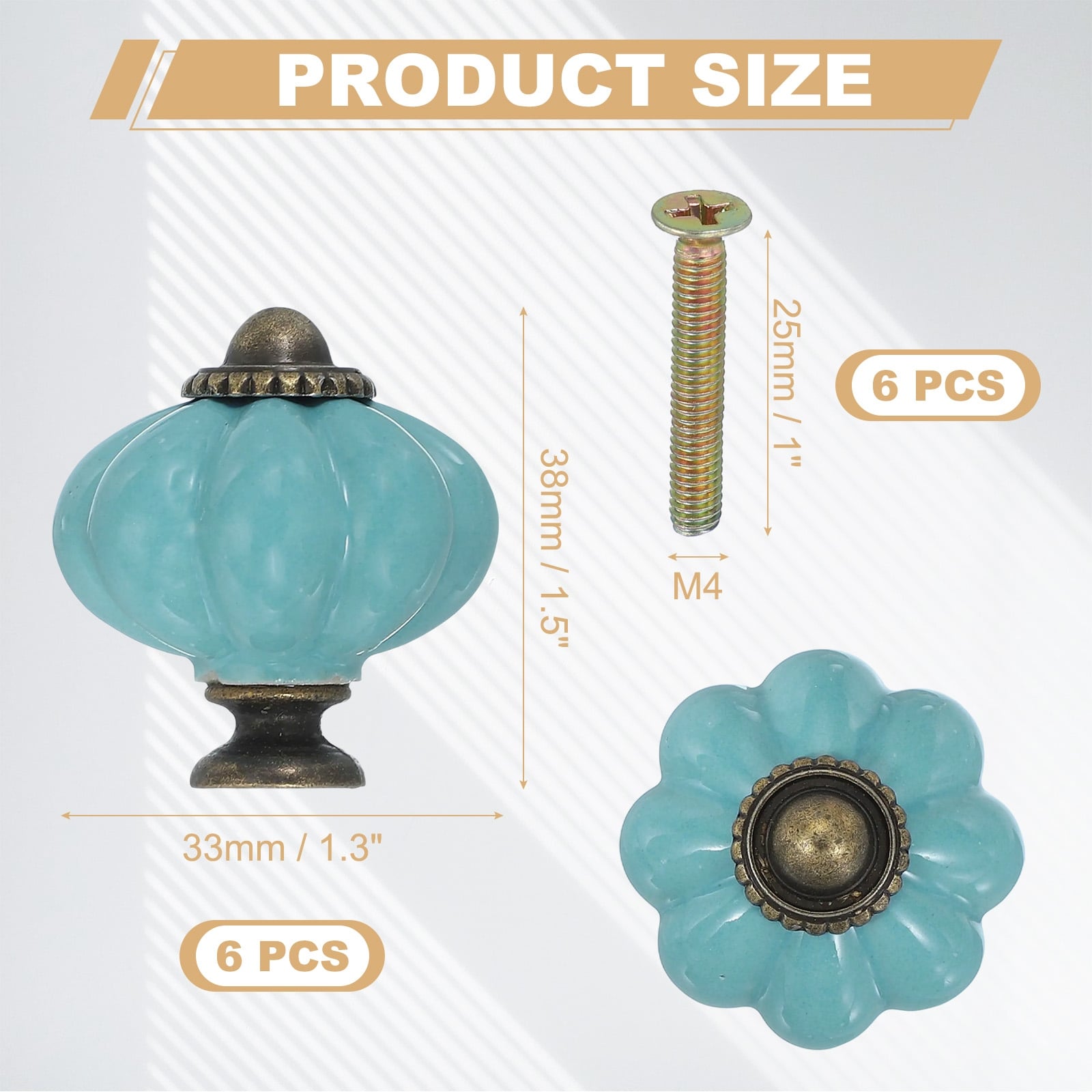 Ceramic Knobs, Pumpkin Ceramic Cabinet Drawer Knobs