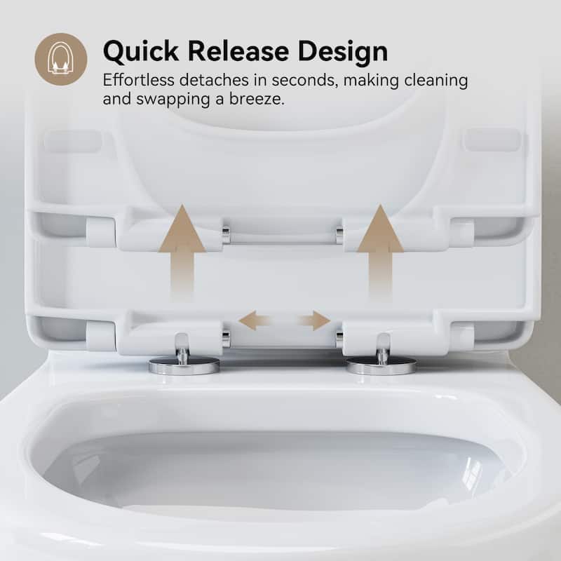 HOROW 1 Piece High Efficiency Dual Flush Elongated Toilet White 1.1/1.6 GPF Soft Close Seat - N/A