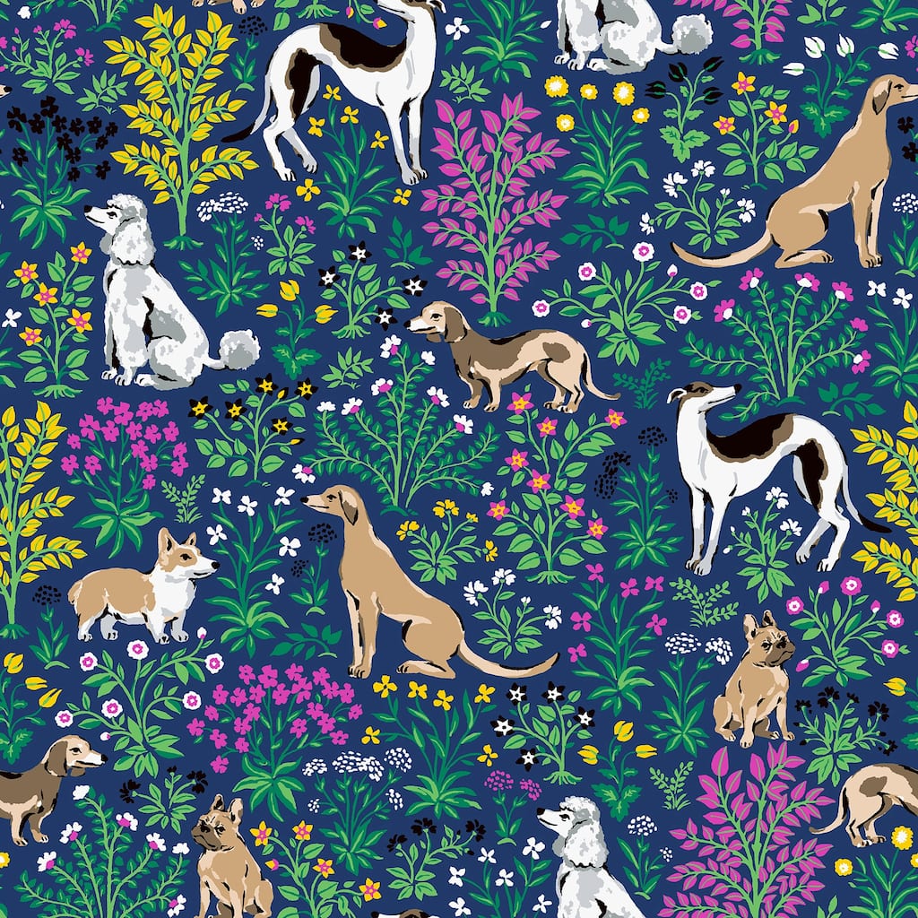 Printfresh Must Love Dogs Indigo Peel and Stick Wallpaper