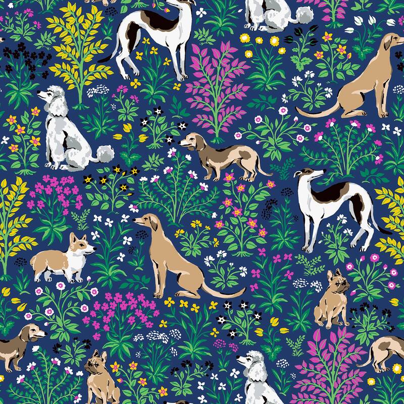 Printfresh Must Love Dogs Indigo Peel and Stick Wallpaper